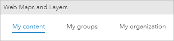 My content tab in the Web maps and layers window