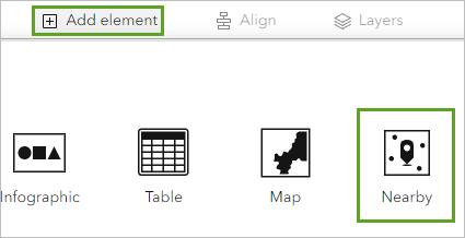 Add a Nearby panel to the blank infographic.