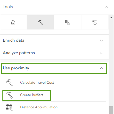 Create Buffers analysis tool