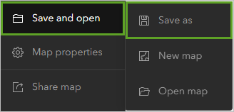 Save as in the Save and open menu