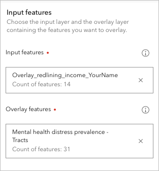 Input features parameters for running the Overlay Layers tool a second time