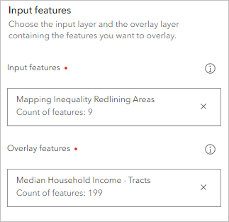 Input features parameters entered in the Overlay Layers pane