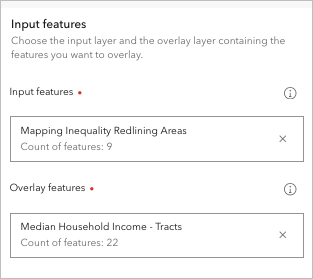 Input features parameters entered in the Overlay Layers pane