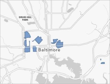 Possible park locations layer output layer on the map