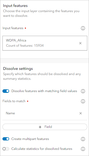 Set parameters for the Dissolve Boundaries tool.