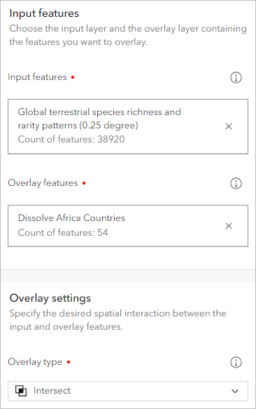 Enter parameters for the Overlay Layers tool.