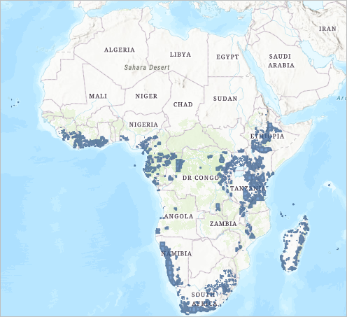 Result map of protected areas with high rarity