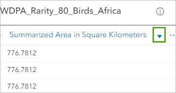 Sort summarized area field by descending order.