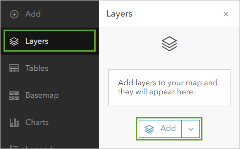 Choose Search for Layers for map data.