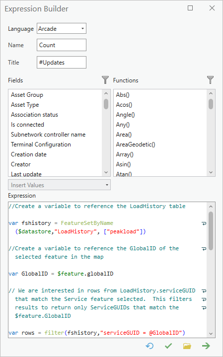 Expression Builder parameters for Count