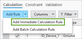 Add Immediate Calculation Rule option