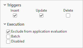 Triggers and Execution sections