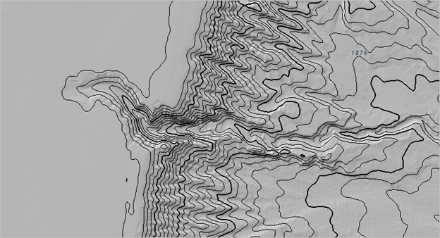 Contour lines on the map