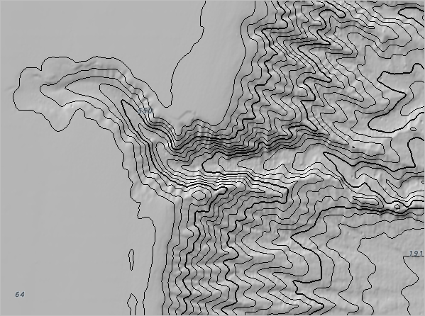 Contour lines on the map