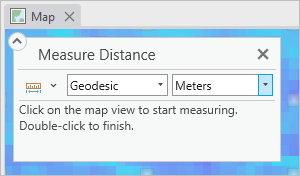 Measure Distance tool set to Geodesic Meters