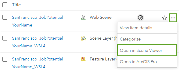 Open your JobsPotential layer in Scene Viewer