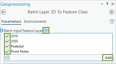 All the layers selected in the Add Many menu
