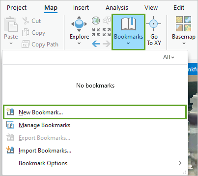 New Bookmark menu option