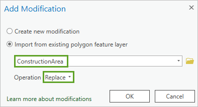 Add Modification window
