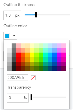 Outline thickness and color parameters