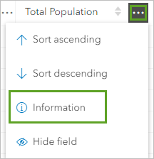 Information in the Options menu for the Total Population field