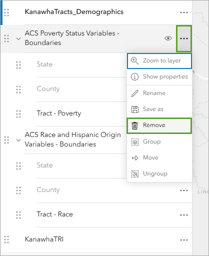 Remove option in the Options menu
