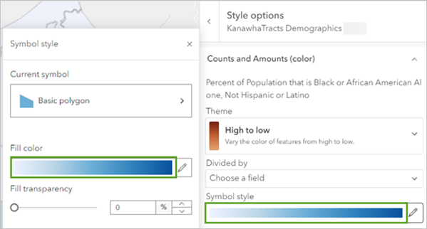 Fill color in the Symbol style window