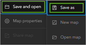 Save as option for Save and open on the Contents toolbar