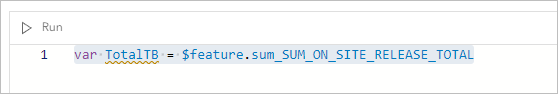 The TotalTB variable defined in the expression window.