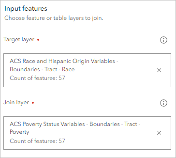 Input features parameters for the Join Features tool