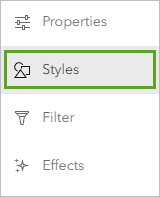 Styles on the Settings toolbar