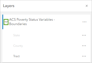 ACS Poverty Status Variables - Boundaries group layer expanded.