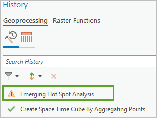 Emerging Hot spot Analysis tool in the History pane.
