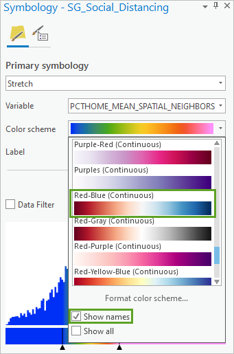 Choose the Red-Blue (Continuous) color scheme.