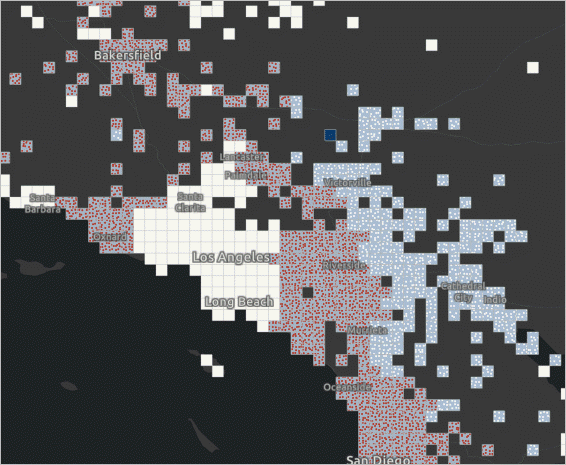 Emerging Hot Spot Analysis results for Los Angeles for Full Time variable