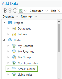 Add data from ArcGIS Online.