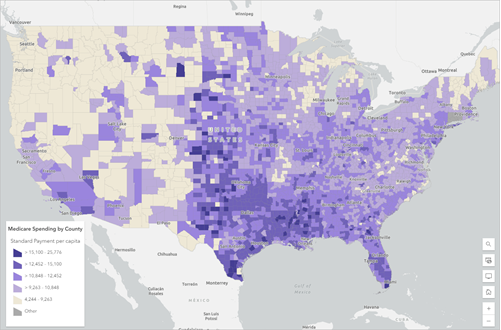 Map with purple color ramp