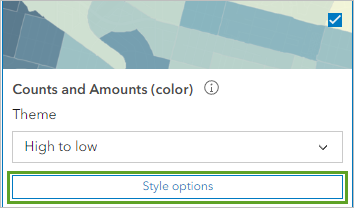 Style options button for the counts and Amounts (color) style