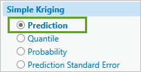 Elegir la salida de predicción para kriging simple.