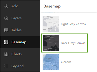 Mapa base Lona gris oscuro