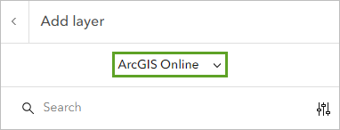 Elija la opción ArcGIS Online en la lista desplegable.