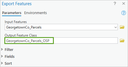 Asigne un nombre a la clase de entidad de salida