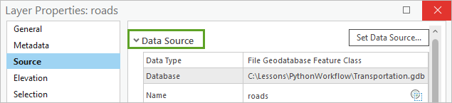 Contraiga la sección Fuente de datos.
