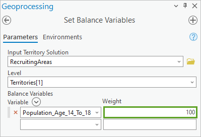 Herramienta Configurar variables de equilibrio con una variable agregada