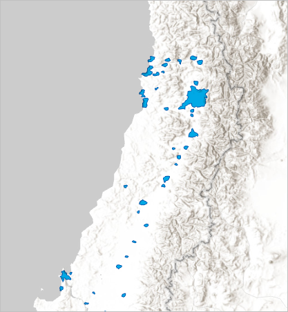 Mapa de áreas urbanas de Chile