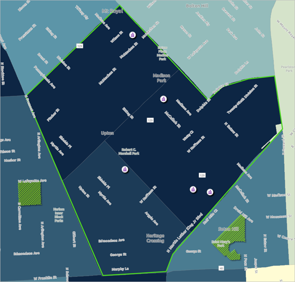 Área del proyecto bosquejada en el mapa