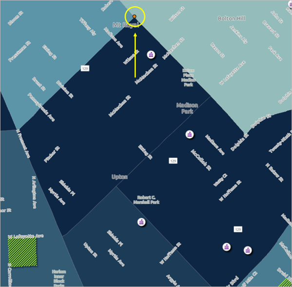 Primer punto del área del proyecto en el mapa