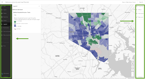 Barras de herramientas en Map Viewer