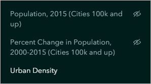 Capa Urban Density configurada como visible