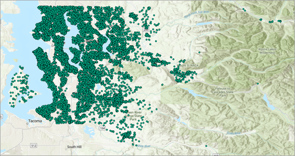 Mapa con puntos simbolizados